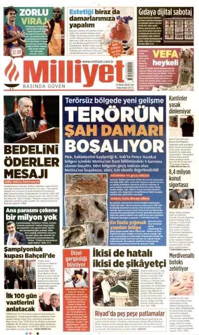 Milliyet manşeti
