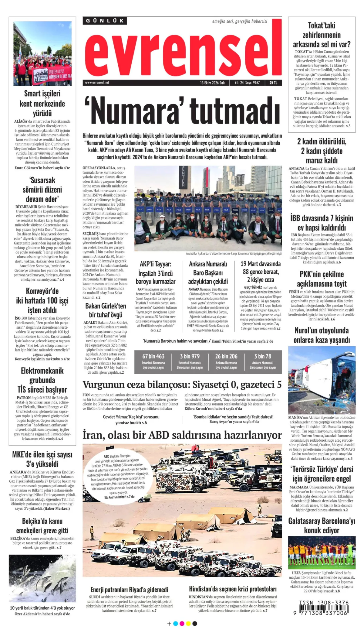 Evrensel birinci sayfa manşeti (14 Ekim 2026)