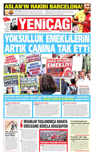 Yeniçağ manşeti
