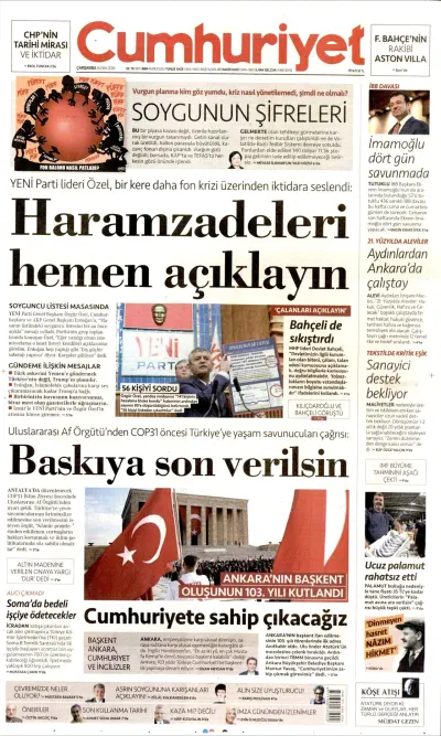 Cumhuriyet manşeti