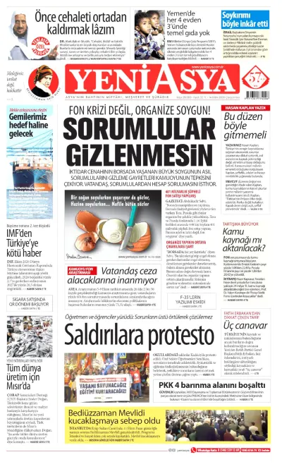 Yeni Asya manşeti