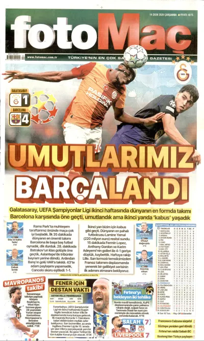 Fotomaç manşeti