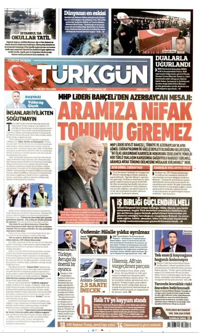 Türkgün manşeti