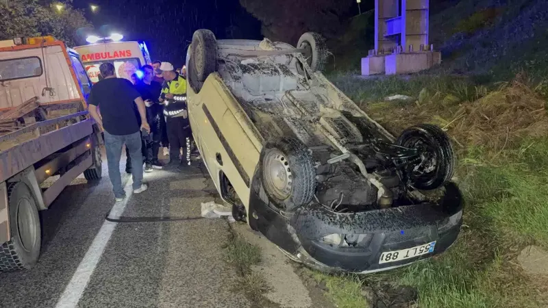 Samsun'da Şarampole Yuvarlanan Araçta Bir Kişi Yaralandı