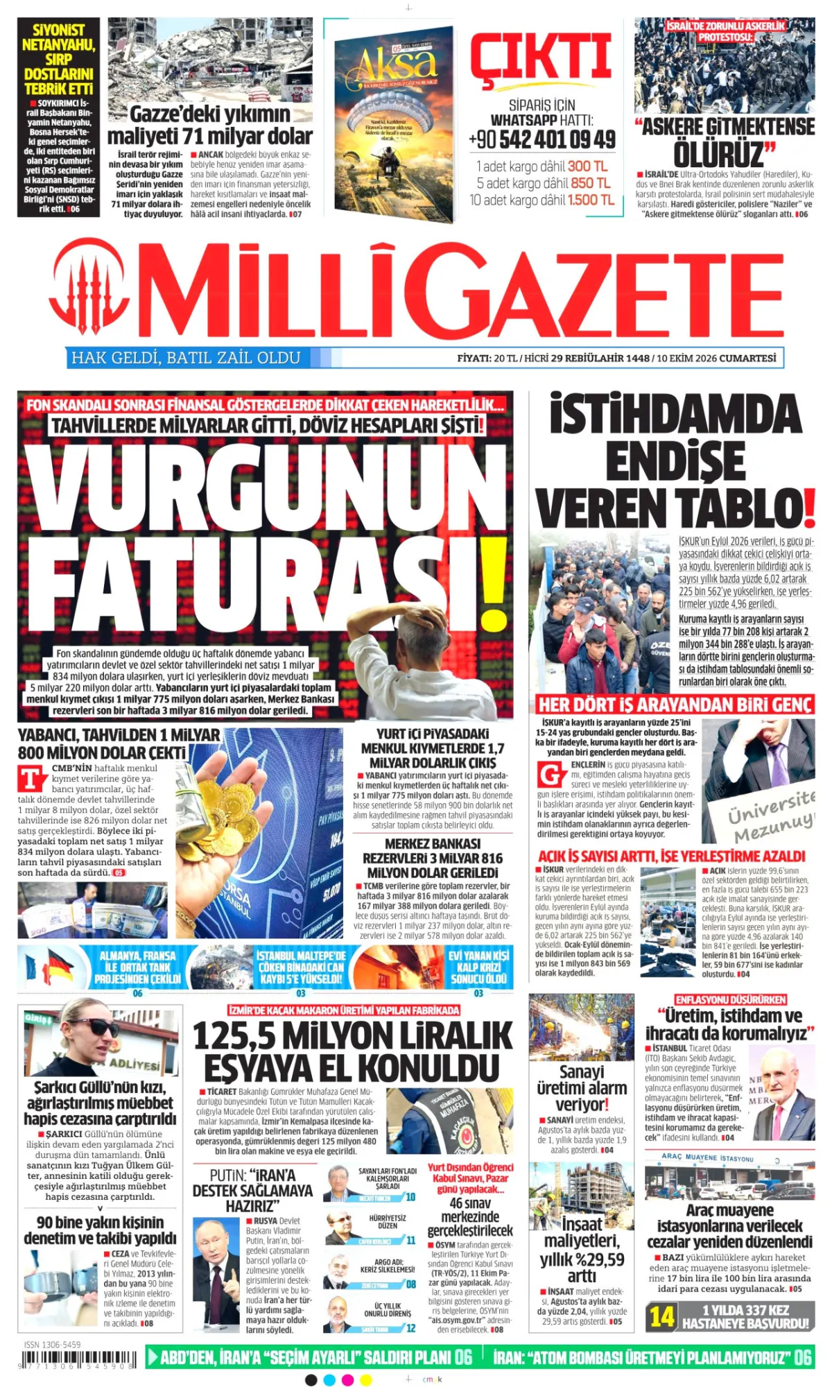Milli birinci sayfa manşeti (11 Ekim 2026)