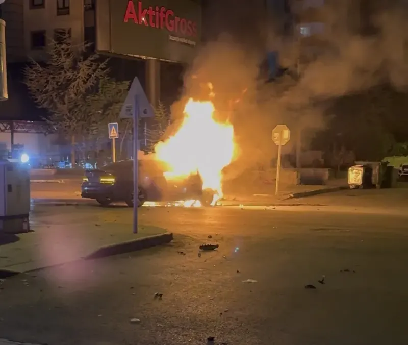 Kayseri’de Kontrolden Çıkan Otomobil Ağaca Çarparak Alev Aldı: İki Yaralı