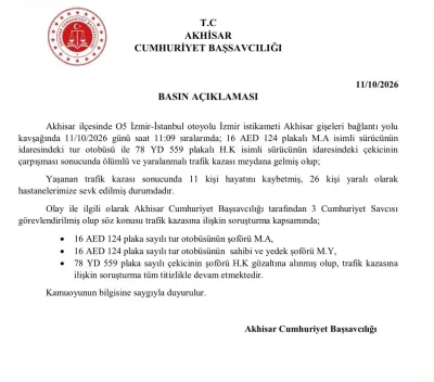 Manisa'daki Feci Tur Otobüsü Kazasında Üç Şüpheli Gözaltına Alındı