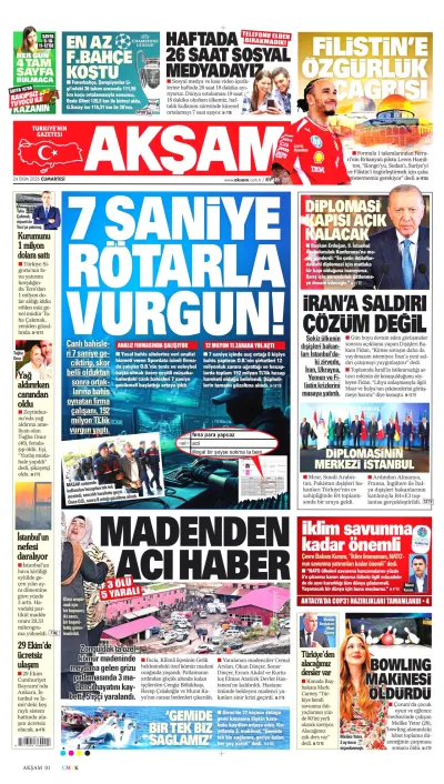 Akşam manşeti