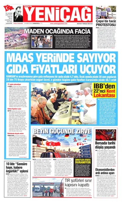 Yeniçağ manşeti