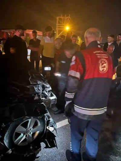 Hatay Samandağ'da Başıboş Angusa Çarpan Otomobilin Sürücüsü Yaralandı