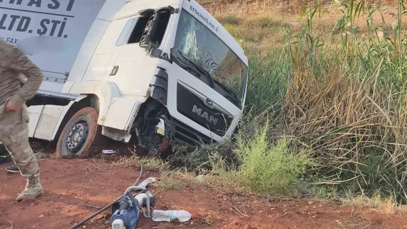 Hatay'da Kontrolden Çıkan Tır Zeytin Bahçesine Devrildi: Bir Sürücü Yaralandı
