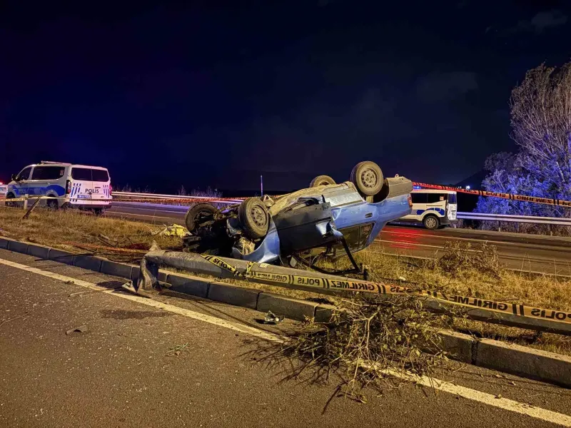 Kayseri'de Aydınlatma Direğine Çarpan Otomobil Takla Attı: İki Yaralı