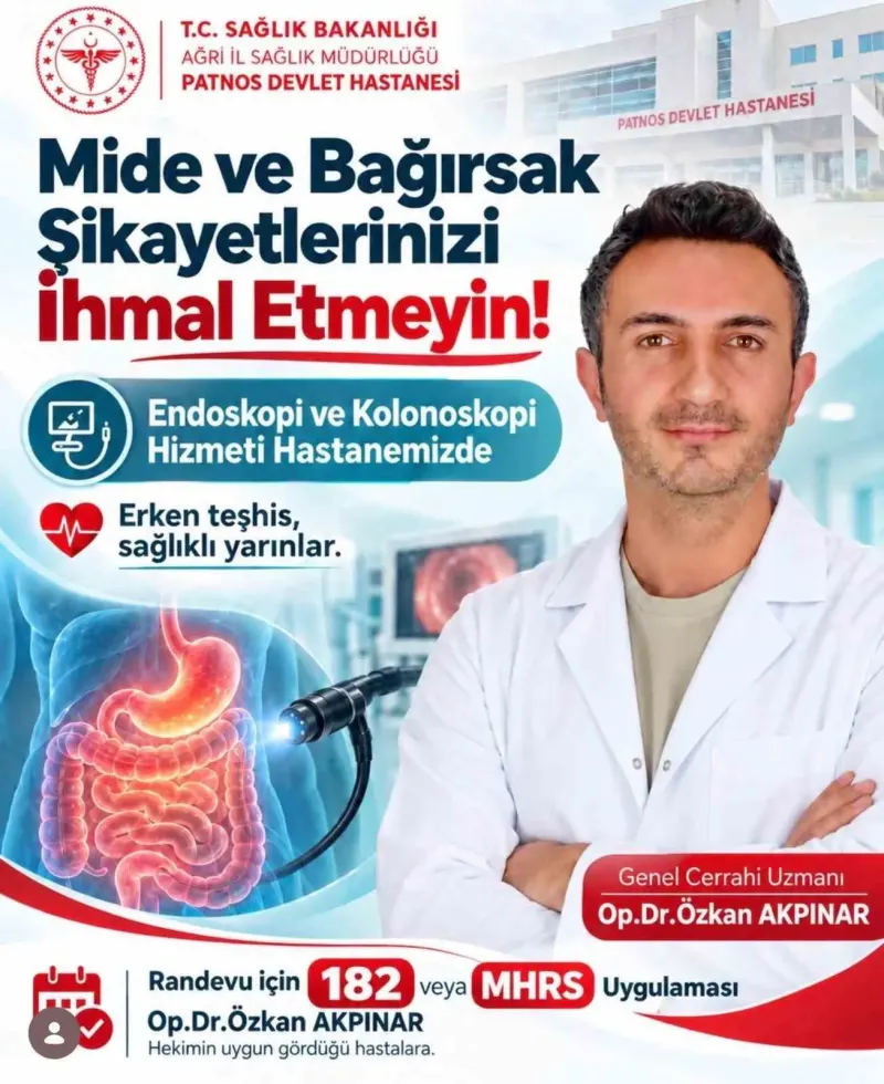 Patnos Devlet Hastanesi Mide ve Bağırsak Hastalıkları İçin Sağlık Hizmeti Veriyor