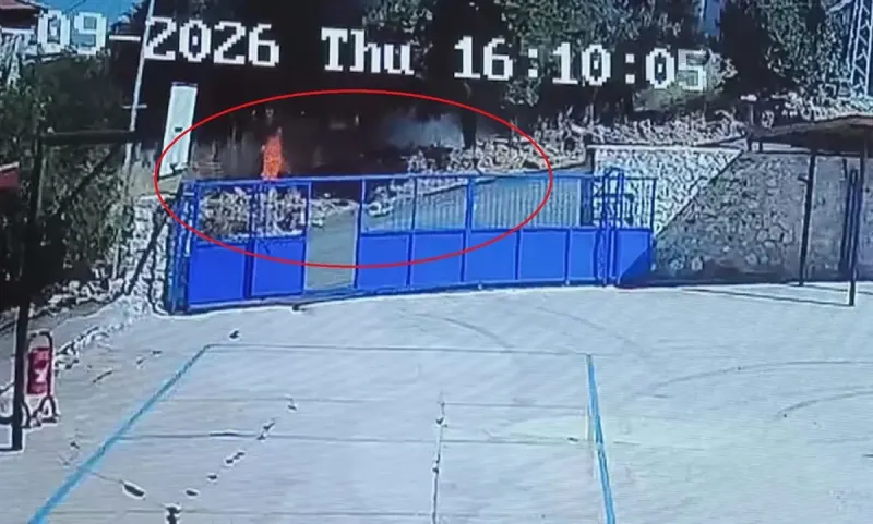 Hatay'da Otluk Alandaki Yangının Cam Şişeden Çıktığı Güvenlik Kamerasında