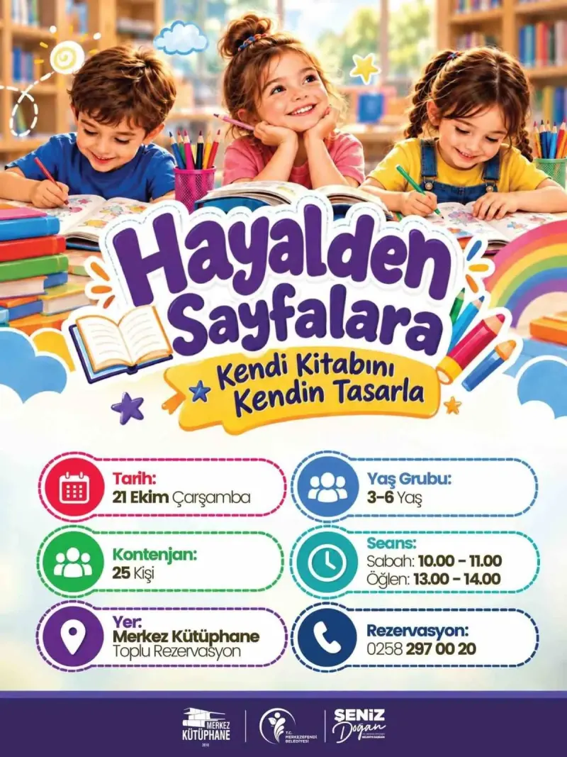 Merkez Kütüphane'de Çocuklar İçin Hayalden Sayfalara Kitap Tasarım Atölyesi