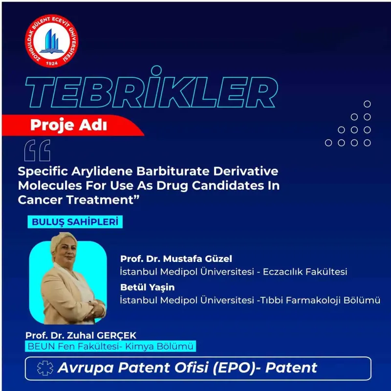 BEUN Akademisyeninin Kanser Tedavisine Yönelik Buluşuna Avrupa'dan Patent Onayı